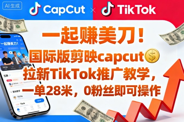 一起賺美刀！国际版剪映capcut拉新TikTok推广教学，一单28米，0粉丝即可操作(附推广入口和教学)-HEIXMI（中国站）