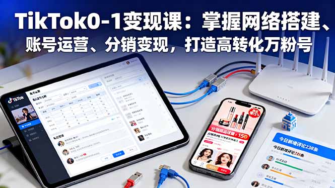 TikTok0-1变现课：掌握网络搭建、账号运营、分销变现，打造高转化万粉号-HEIXMI（中国站）