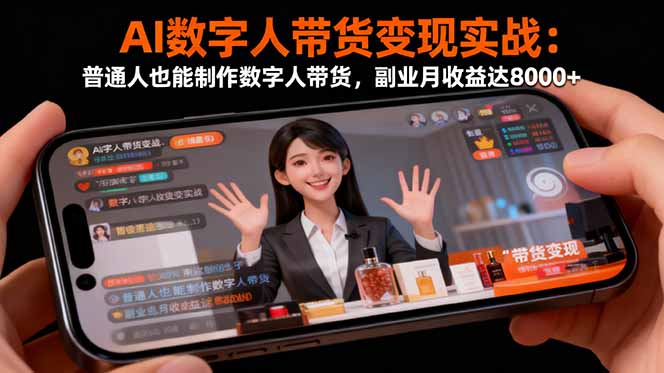 AI数字人带货变现实战：普通人也能制作数字人带货，副业月收益达8000+-HEIXMI（中国站）