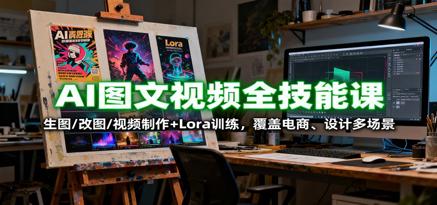 AI图文视频全技能课：生图/改图/视频制作+Lora训练，覆盖电商 、设计多场景-HEIXMI（中国站）