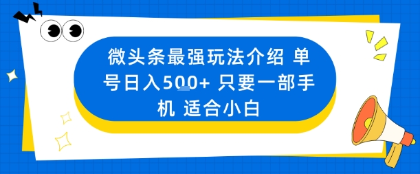 微头条最强玩法介绍一个号日入5张+只要一部手机适合小白-HEIXMI（中国站）