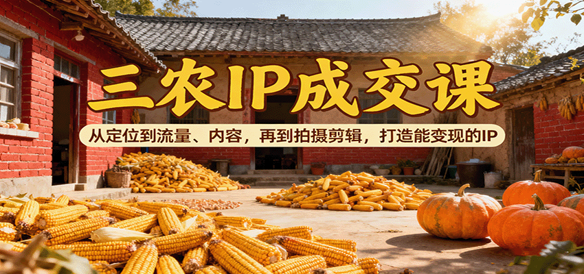 三农IP成交课：从定位到流量、内容，再到拍摄剪辑，打造能变现的IP-HEIXMI（中国站）