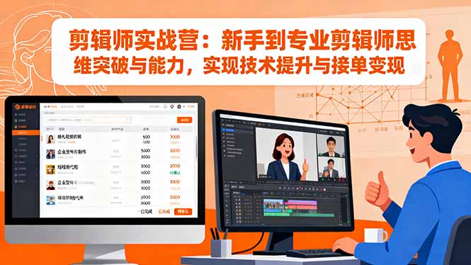 剪辑师实战营：新手到专业剪辑师思维突破与能力，实现技术提升与接单变现-HEIXMI（中国站）