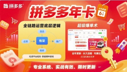 拼多多年卡，拼多多全链路运营底层逻辑，超级爆单术【更新10月】-HEIXMI（中国站）
