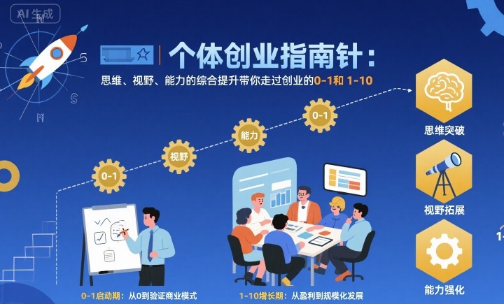 个体创业指南针，思维、视野、能力的综合提升带你走过创业的0-1和1-10【音频】-HEIXMI（中国站）