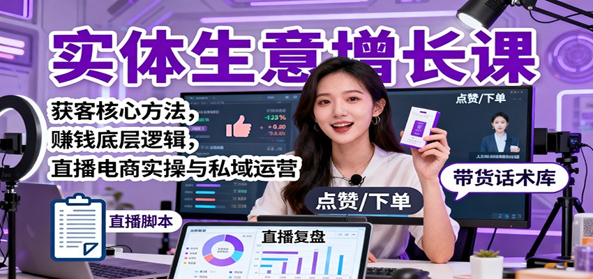 实体生意增长课：获客核心方法，赚钱底层逻辑，直播电商实操与私域运营-HEIXMI（中国站）