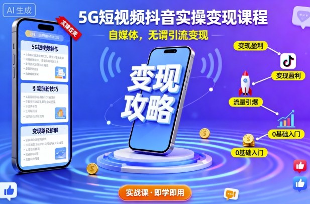 5G短视频抖音实操变现课程，自媒体，无谓引流变现-HEIXMI（中国站）