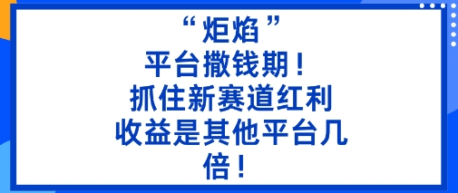“炬焰”：平台撒钱期！抓住新赛道红利，5分钟二创内容，收益是其他平台几倍！-HEIXMI（中国站）