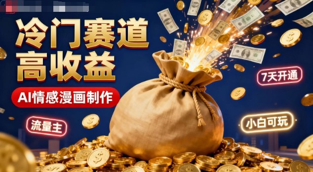 公众号冷门赛道，用AI做情感漫画，7天开通流量主，操作简单，小白可玩-HEIXMI（中国站）