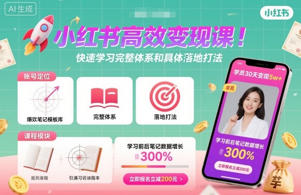 小红书高效变现课，快速学习小红书完整体系和具体落地打法-HEIXMI（中国站）