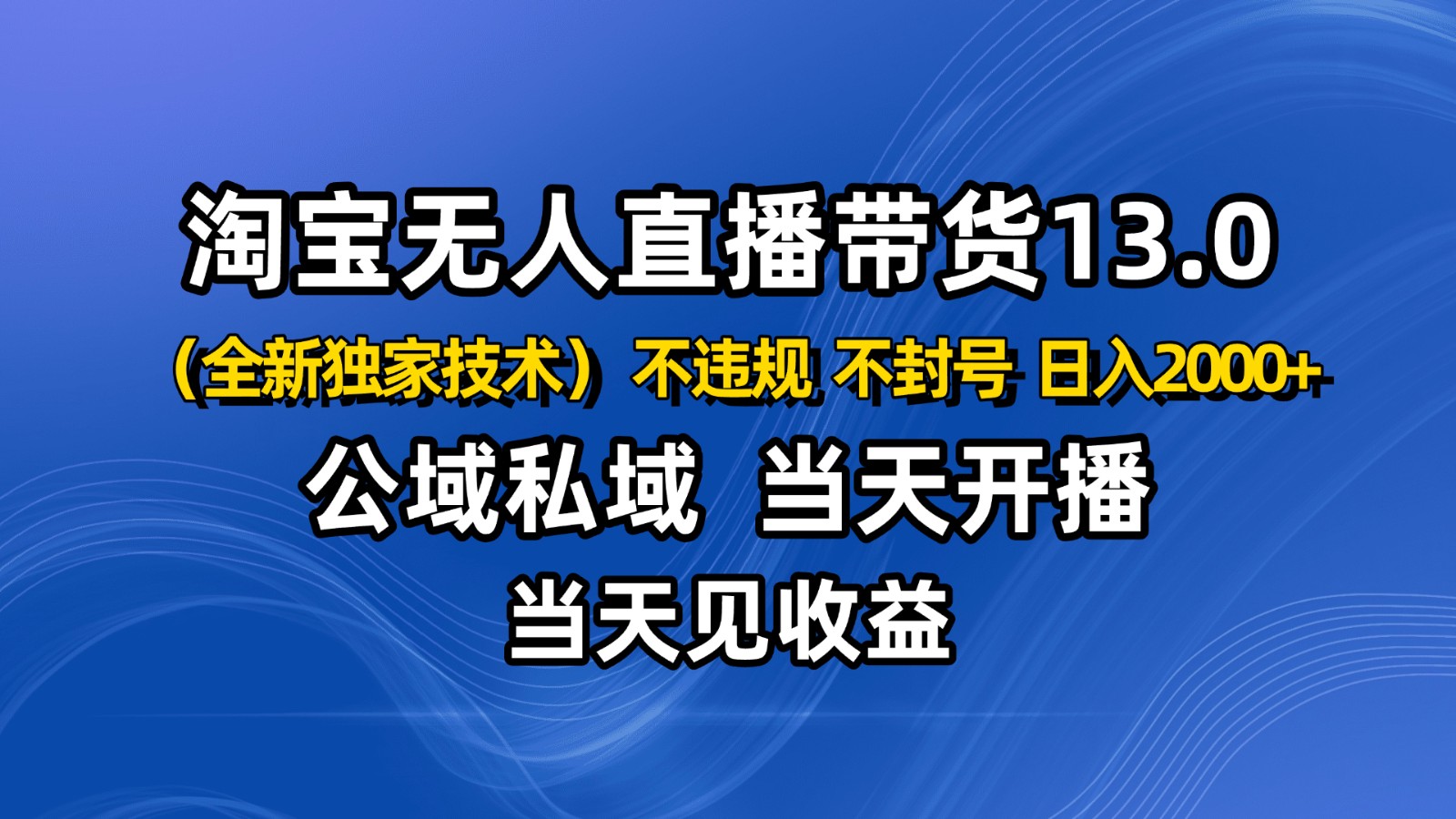 淘宝无人直播13.0，公域私域技术，不封号，不违规 布局下半年旺季赛道，日入2000+-HEIXMI（中国站）