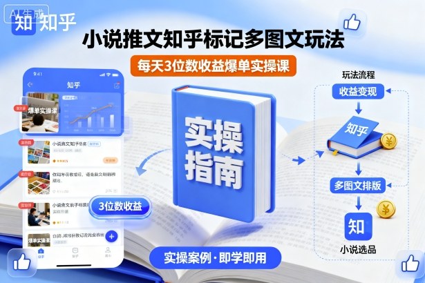 小说推文知乎标记多图文玩法，每天3位数收益爆单实操课-HEIXMI（中国站）