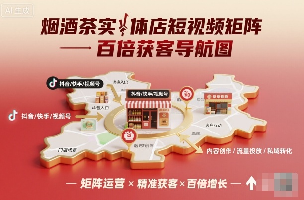 烟酒茶实体店短视频矩阵百倍获客导航图-HEIXMI（中国站）