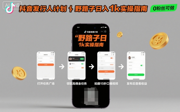 抖音发行人计划全新野路子玩法，随时随地，只要有手机，就能操作，日入1k+【揭秘】-HEIXMI（中国站）