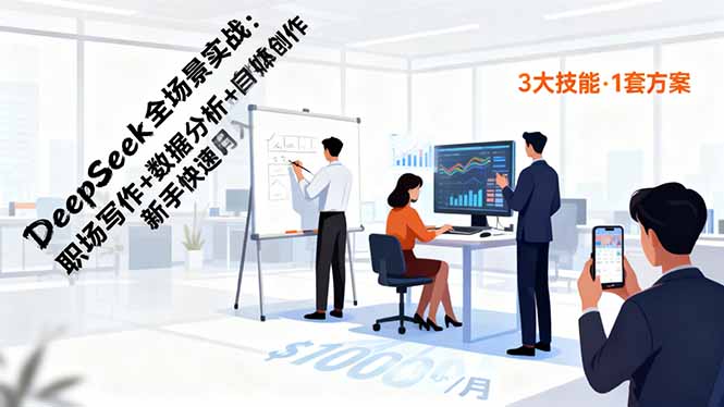 DeepSeek全场景实战：职场写作+数据分析+自媒体创作，新手快速月入过万-HEIXMI（中国站）