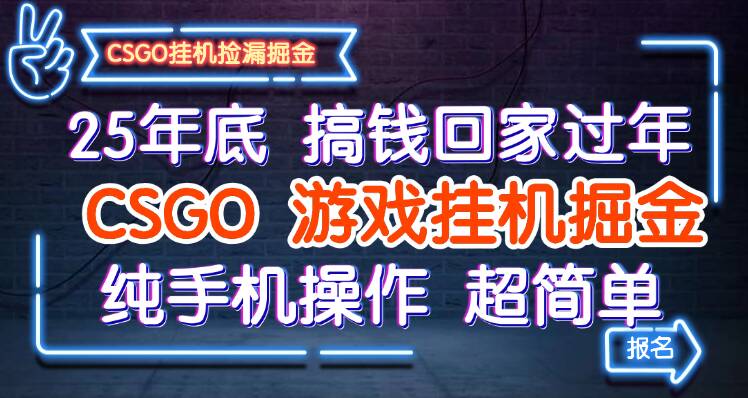 25年底搞钱回家过年，CSGO游戏挂机掘金，纯手机操作超简单-HEIXMI（中国站）