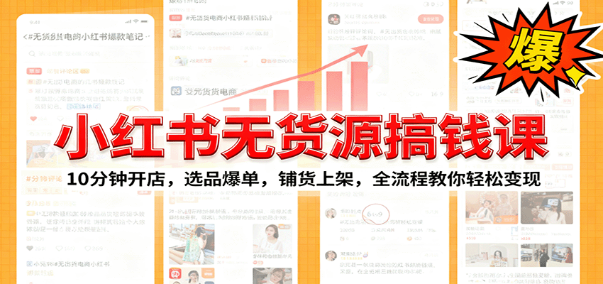 小红书无货源爆单课：10分钟开店，选品爆单，铺货上架，全流程教你轻松变现-HEIXMI（中国站）