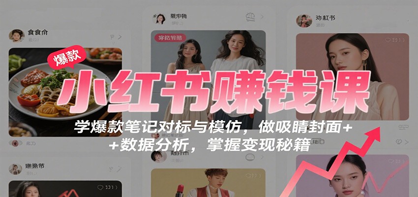 小红书赚钱课：学爆款笔记对标与模仿，做吸睛封面 + 数据分析，掌握变现秘籍-HEIXMI（中国站）