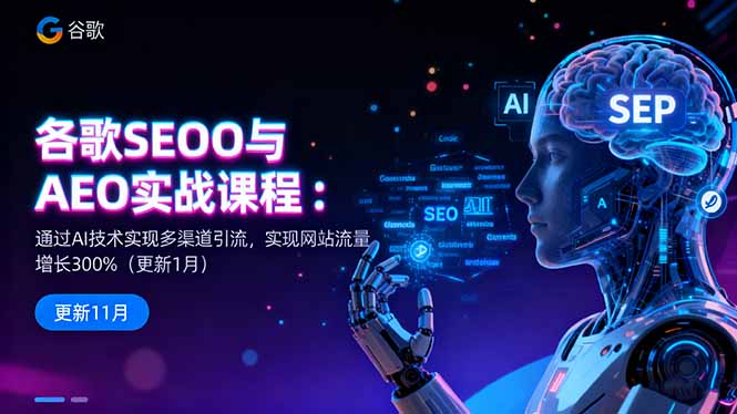 谷歌SEO与AEO实战课程：通过AI技术实现多渠道引流，实现网站流量增长300%-HEIXMI（中国站）