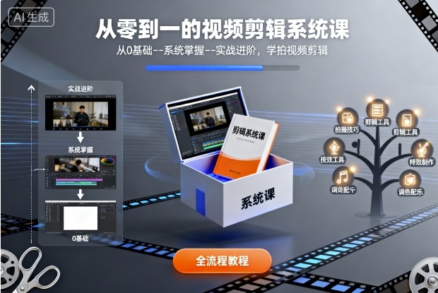 从零到一的视频剪辑系统课，从0基础--系统掌握--实战进阶，学拍视频剪辑-HEIXMI（中国站）