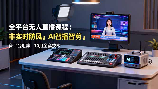 全平台无人直播课程：非实时防风＋AI智播智剪＋多平台矩阵，10月全套技术-HEIXMI（中国站）