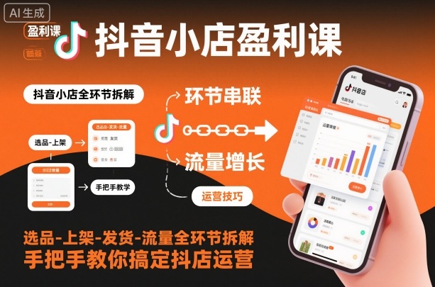 抖音小店盈利课-选品-上架-发货-流量全环节拆解，手把手教你搞定抖店运营-HEIXMI（中国站）