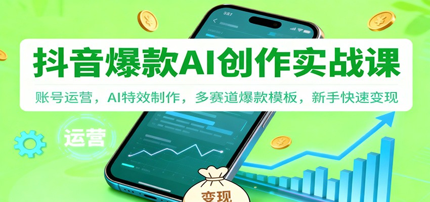 抖音AI爆款创作实战课：账号运营，AI特效制作，多赛道爆款模板，新手快速变现-HEIXMI（中国站）