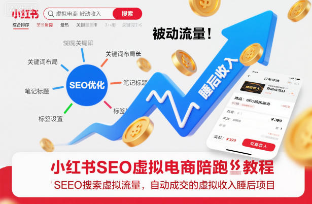 小红书SEO虚拟电商陪跑教程，实现seo搜索被动流量，自动成交的被动收入睡后项目-HEIXMI（中国站）