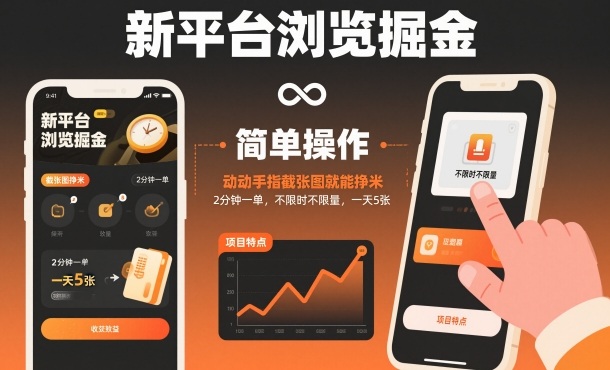 新平台浏览掘金，动动手指截张图就能挣米，2分钟一单，不限时不限量，一天5张【揭秘】-HEIXMI（中国站）