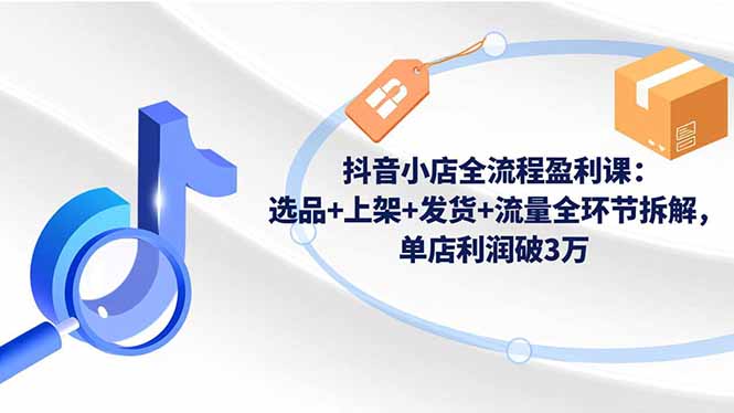 抖音小店全流程盈利课：选品+上架+发货+流量全环节拆解，单店利润破3万-HEIXMI（中国站）