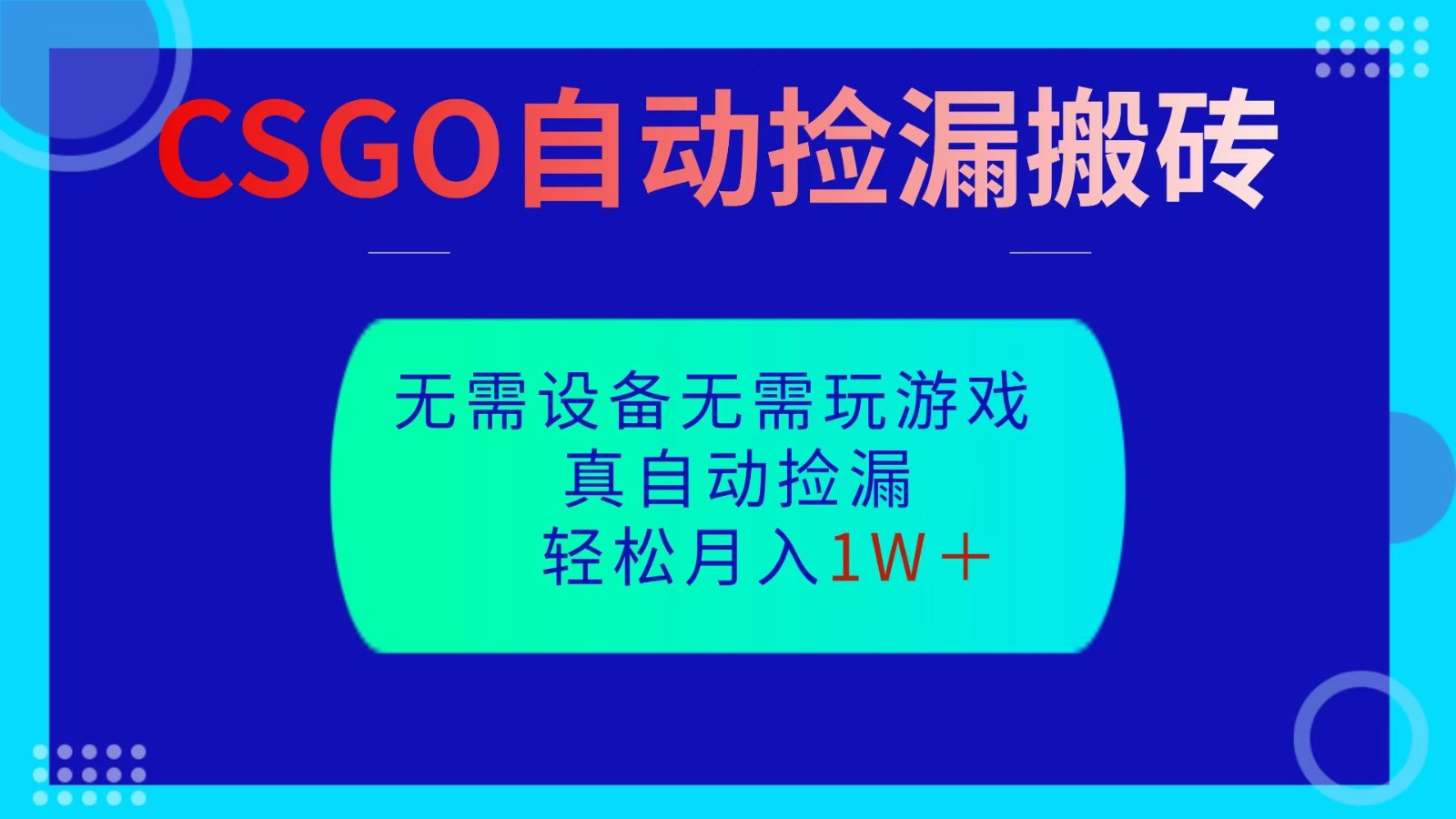 CSGO自动捡漏搬砖，当天操作当天见结果，无需了解游戏，包教包会包落地-HEIXMI（中国站）