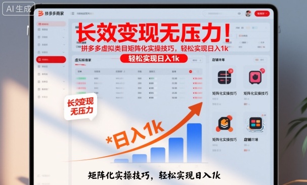 长效变现无压力！拼多多虚拟类目矩阵化实操技巧，轻松实现日入1k【揭秘】-HEIXMI（中国站）