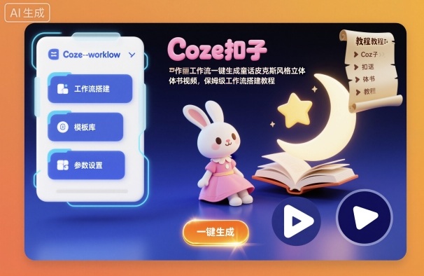 Coze扣子工作流一键生成童话皮克斯风格立体书视频，保姆级工作流搭建教程-HEIXMI（中国站）