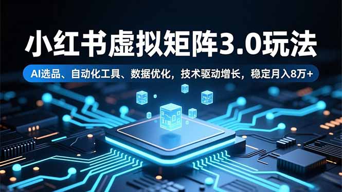 小红书虚拟矩阵3.0玩法，AI选品、自动化工具、数据优化，技术驱动增长，稳定月入8万+-HEIXMI（中国站）