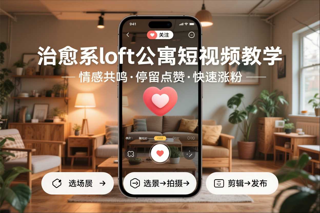 治愈系loft公寓短视频制作教学，情感共鸣引停留点赞关注，快速起号涨粉-HEIXMI（中国站）