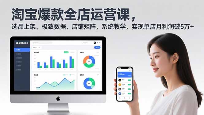 淘宝爆款全店运营课2.0，选品上架、极致数据、店铺矩阵，系统教学，实现单店月利润破5万+-HEIXMI（中国站）