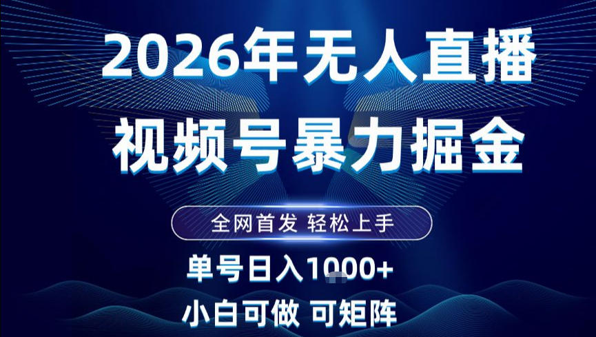 2026最新视频号无人直播掘金，全网首发，小白可以玩，长期稳定日入1k+【揭秘】-HEIXMI（中国站）