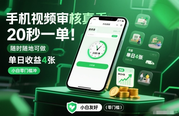 手机视频审核真香！20秒一单，随时随地可做，单日收益4张，小白零门槛冲【揭秘】-HEIXMI（中国站）