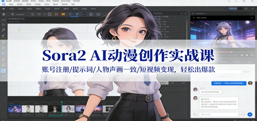Sora2 AI动漫创作实战课：账号注册/提示词/人物声画一致/短视频变现，轻松出爆款-HEIXMI（中国站）