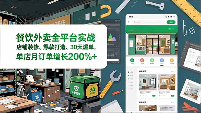 餐饮外卖全平台实战，店铺装修、爆款打造、30天爆单，手把手教学，单店月订单增长200%+-HEIXMI（中国站）