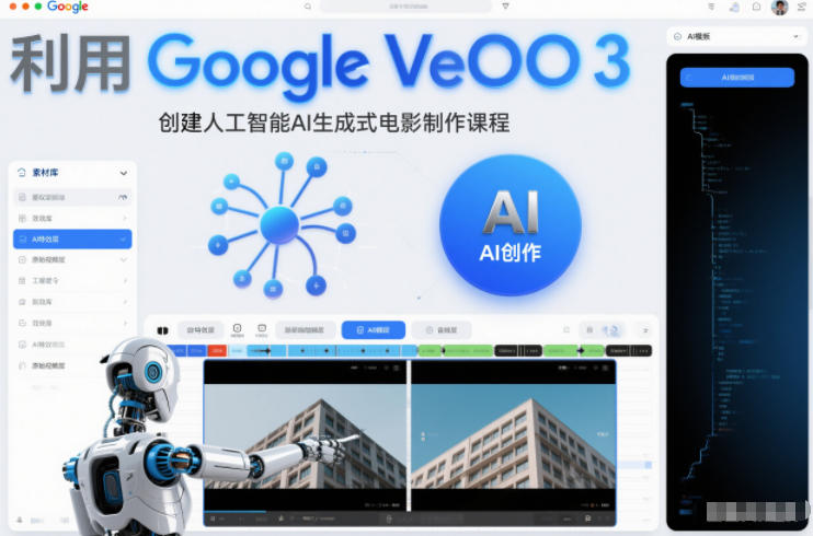 利l用Google Veo 3创建人工智能AI生成式电影制作课程，使用人工智能的力量创建令人惊叹的视频-HEIXMI（中国站）