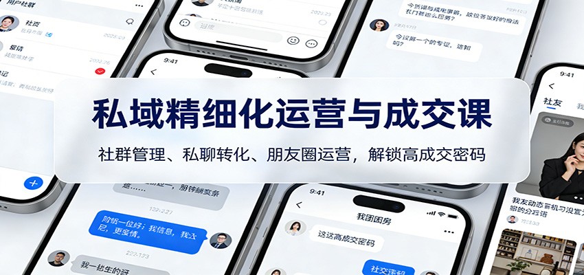 私域精细化运营与成交课：社群管理、私聊转化、朋友圈运营，解锁高成交密码-HEIXMI（中国站）