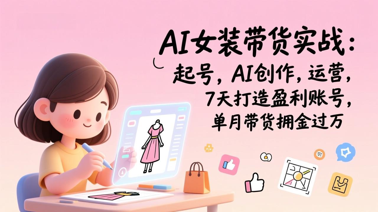 AI女装带货实战：起号，AI创作，运营，7天打造盈利账号，单月带货佣金过万-HEIXMI（中国站）