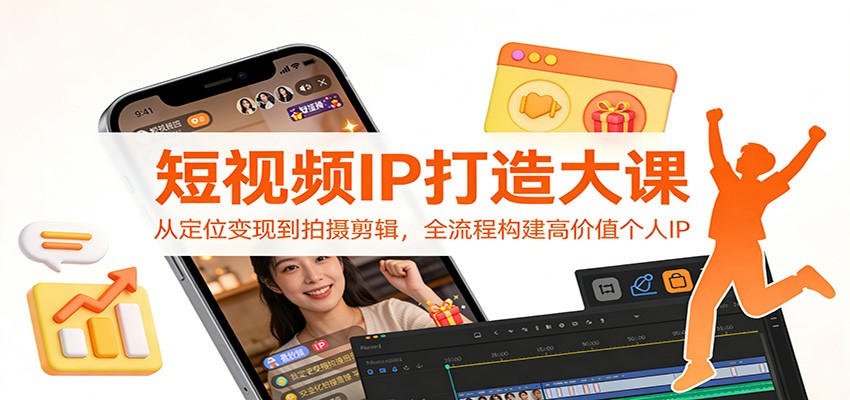 短视频IP打造大课：从定位变现到拍摄剪辑，全流程构建高价值个人IP-HEIXMI（中国站）