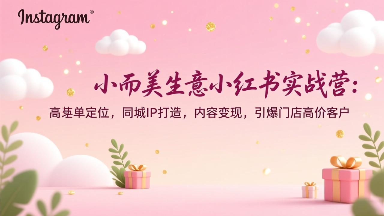 小而美生意小红书实战营：高客单定位，同城IP打造，内容变现，引爆门店高价客户-HEIXMI（中国站）