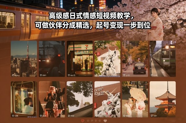 高级感日式情感短视频教学，可做伙伴分成精选，起号变现一步到位-HEIXMI（中国站）