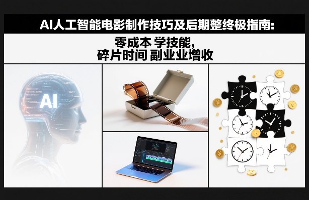 AI人工智能电影制作技巧及后期完整终极指南：零成本学技能，碎片时间副业增收-HEIXMI（中国站）