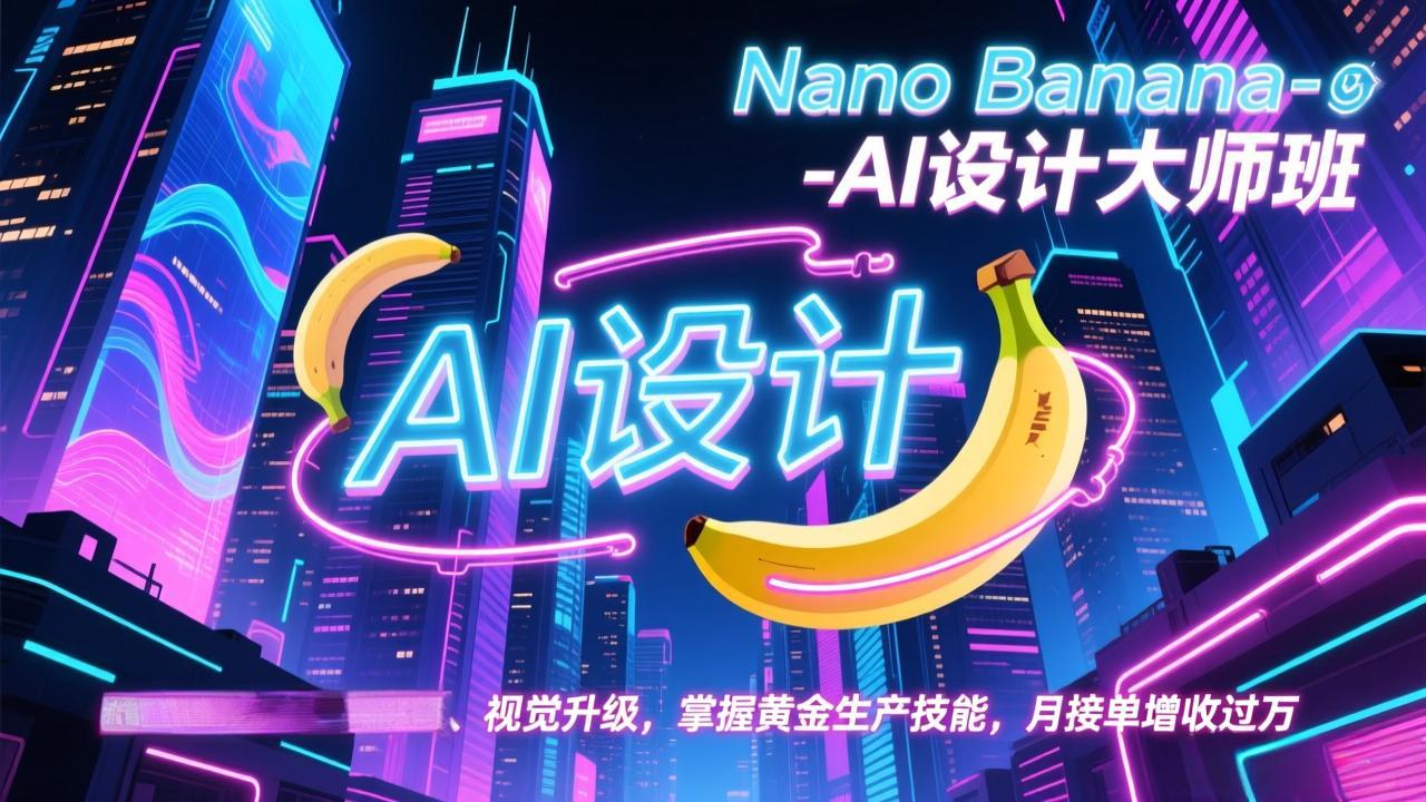 Nano Banana-AI设计大师班，修图合成、广告创作、视觉升级，掌握黄金生产技能，月接单增收过万-HEIXMI（中国站）