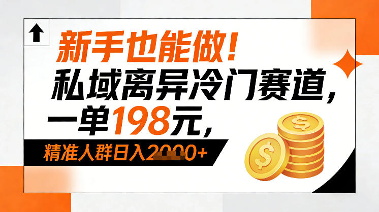 新手也能做！私域离异冷门赛道，一单198，精准人群日入1k+-HEIXMI（中国站）