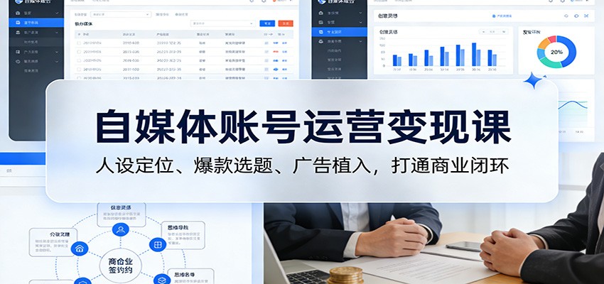 自媒体账号运营变现课：人设定位、爆款选题、广告植入，打通商业闭环-HEIXMI（中国站）